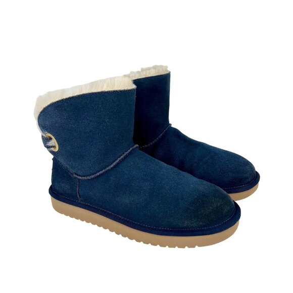 Koolaburra Womens Remley Mini Blue Suede Ankle Boot Winter Snow 1105809 size 7 - Picture 1 of 16